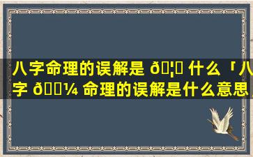 八字命理的误解是 🦈 什么「八字 🌼 命理的误解是什么意思」